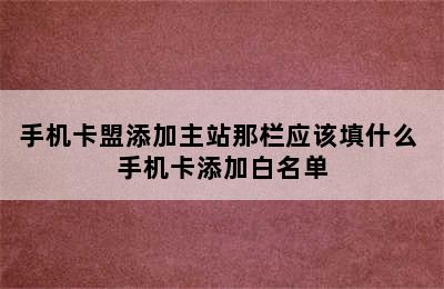 手机卡盟添加主站那栏应该填什么 手机卡添加白名单